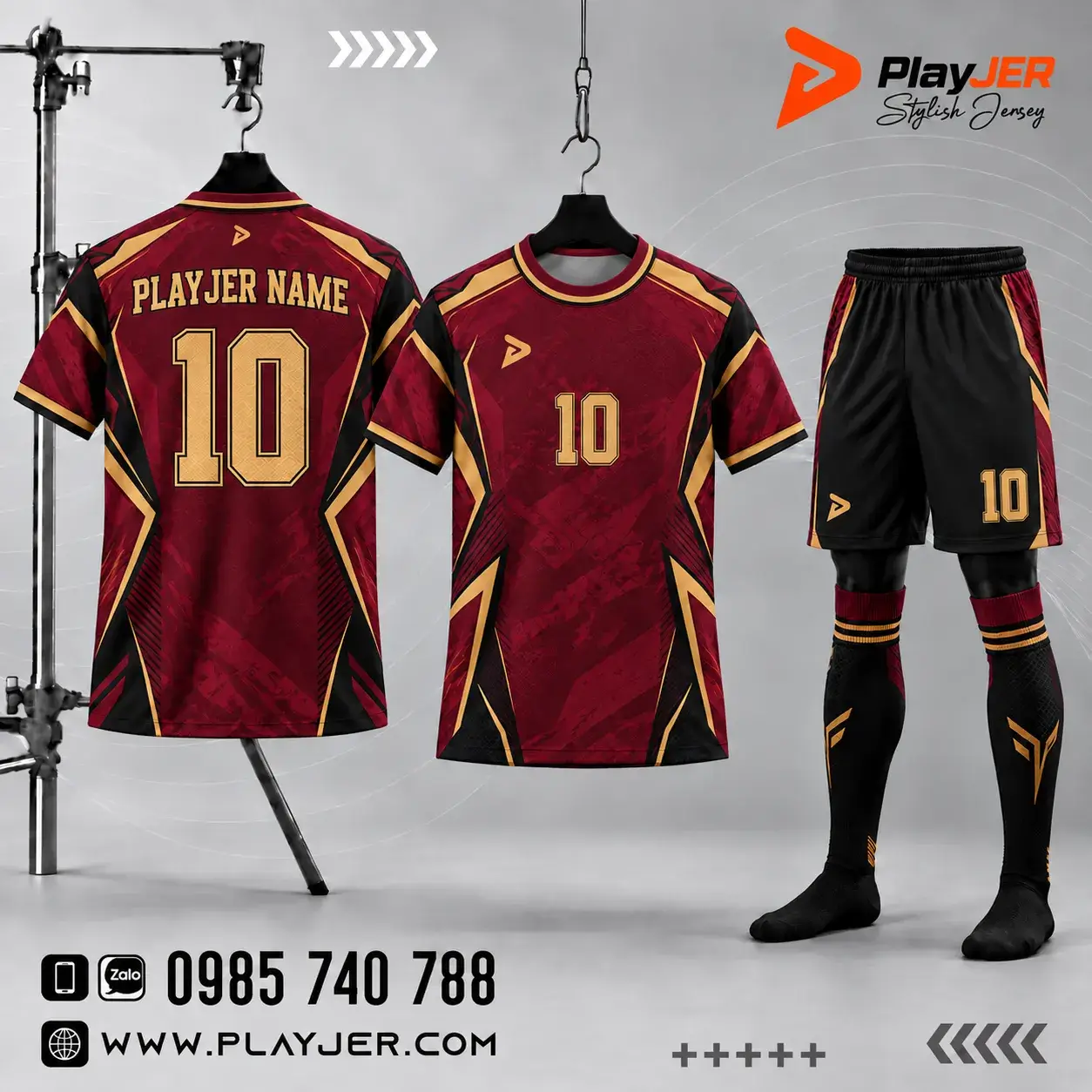 Áo bóng đá thiết kế Royal Crimson | PLAYJER