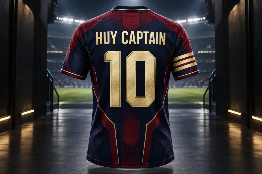 Mẫu áo bóng đá in tên huy captain